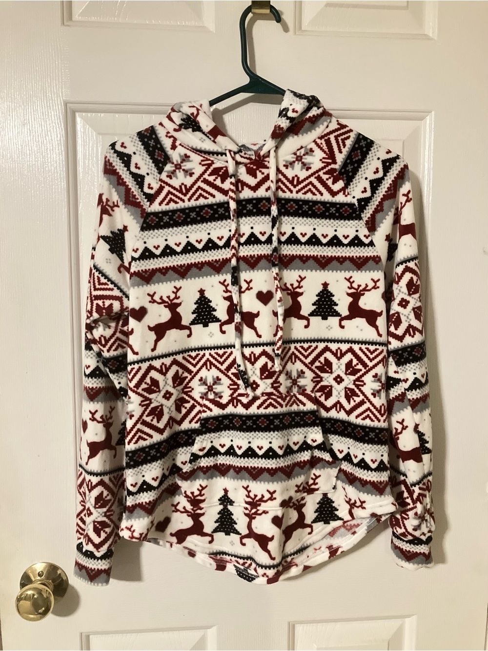 No Boundaries White, Red & Black Holiday Reindeer Hoodie